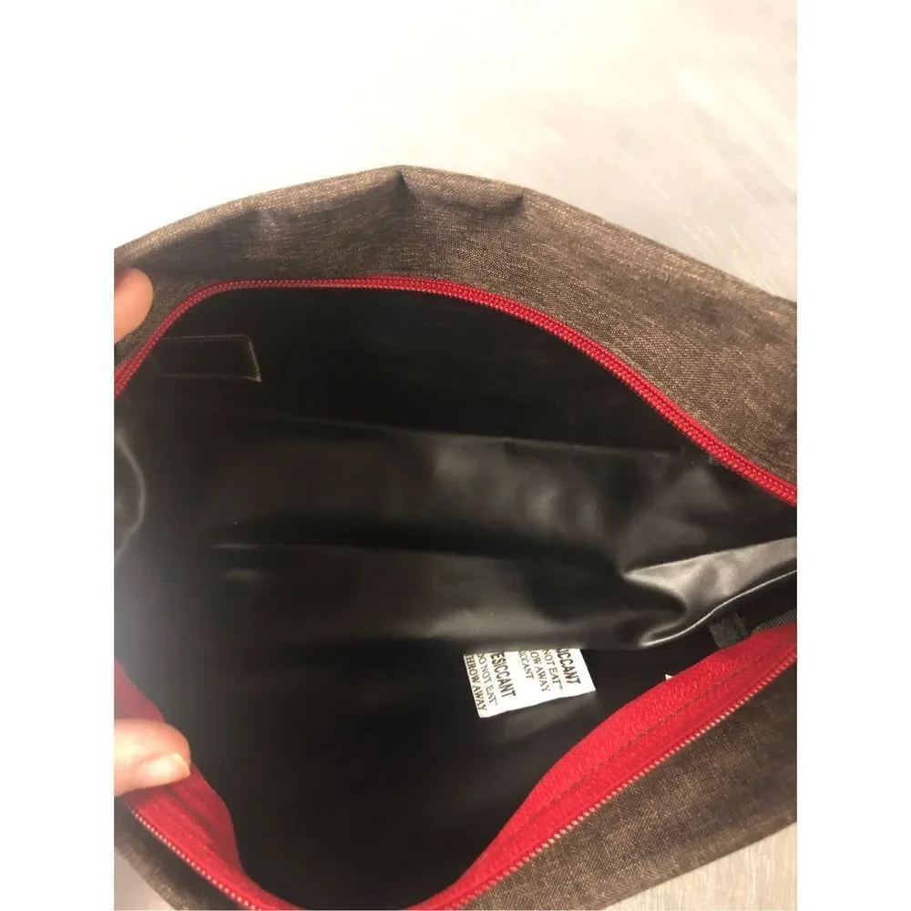 🌼5for$25🌼Every Man Jack Men’s Brown and Red Travel Luggage Zip Up Pouch